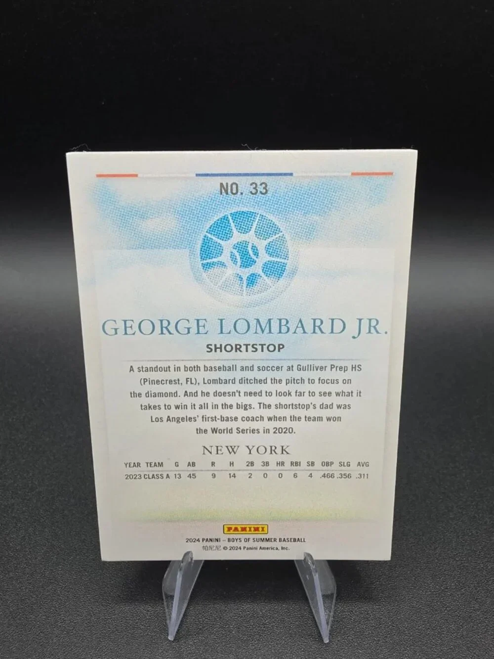 2024 Panini Boys of Summer - George Lombard Jr. #33 /275 (RC)